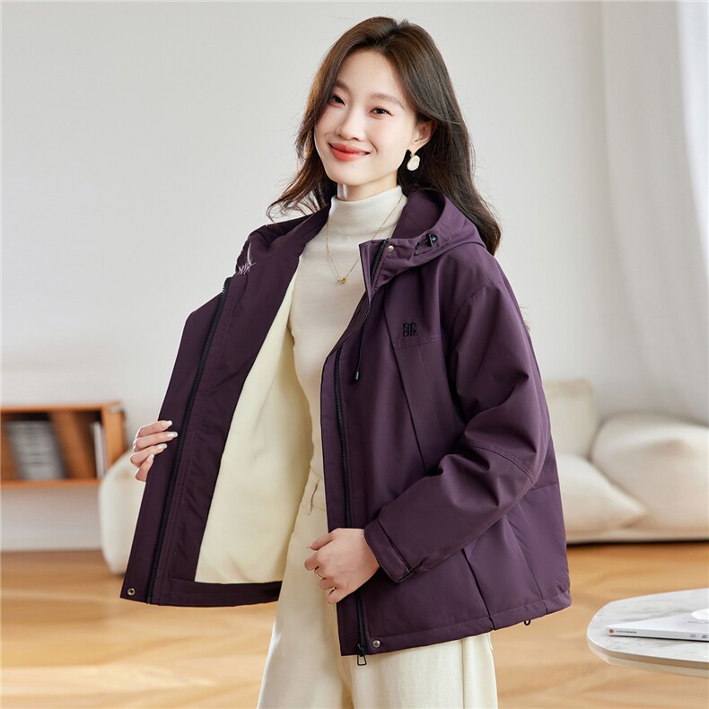 时尚连帽加绒加厚棉服外套女2025秋冬新款宽松显瘦短款派克服棉衣,女装棉衣/棉服,沐七七