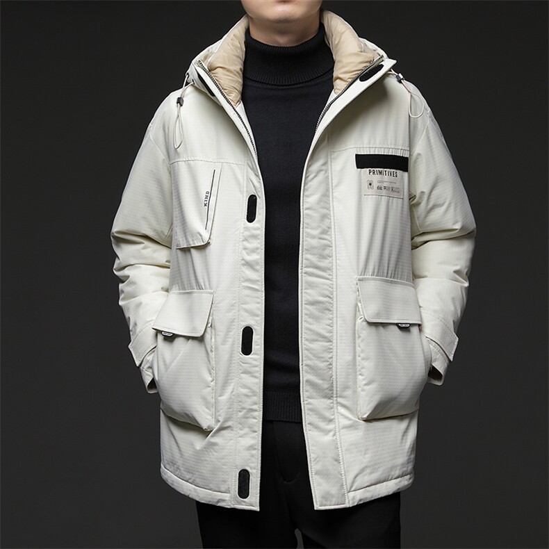 2023新款羽绒服男士冬季连帽加厚保暖上衣中年男装休闲白鸭绒外套,男装羽绒服,电商B212（原钱塘6029）