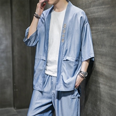中国风七分袖薄冰丝防晒衣服开衫男刺绣夹克4003-1-JK02P55控78，男装夹克，电商A005