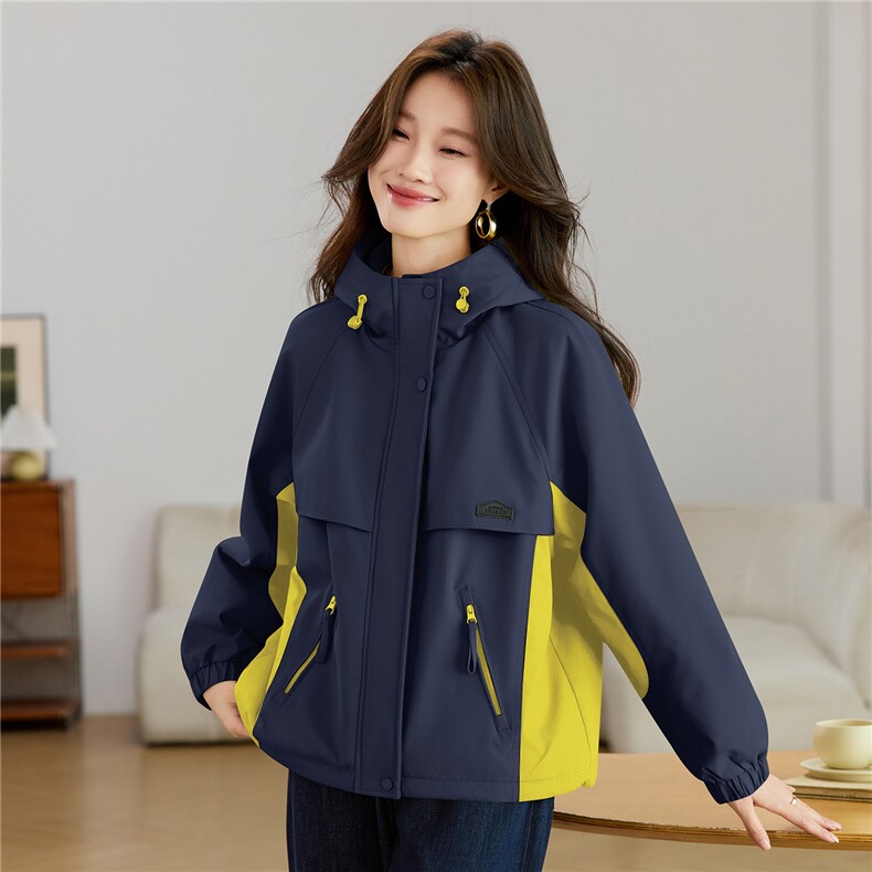 现货2025新款加绒连帽女士休闲时尚连帽派克服,女装派克服,木子恋