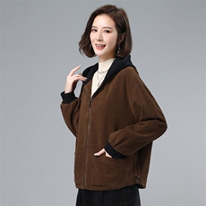 时尚拼接连帽抽绳加绒外套保暖显瘦女装棉服，女装棉衣/棉服，叶笙衣