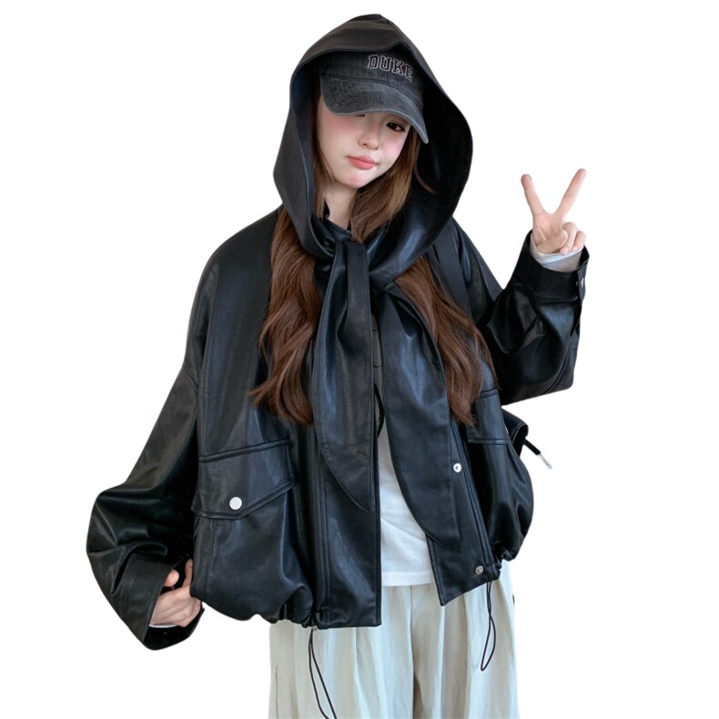 2025年秋季短款皮衣帽子可卸RE2C290-6869#-P185-K275,女装皮衣,蝶眷