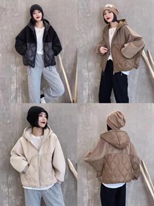 90绒呢料拼接羽绒图片