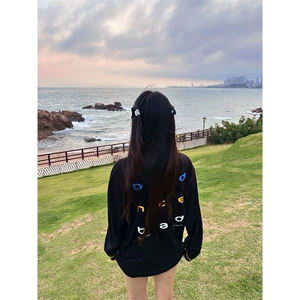美式高街解构工艺速干长袖T恤衫男女款防晒上衣户外运动骑行服潮图片