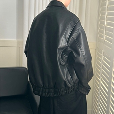 现货新款荔枝皮皮衣夹克外套男潮牌宽松休闲上衣A351-AP2602-P105，男装夹克，电商A351