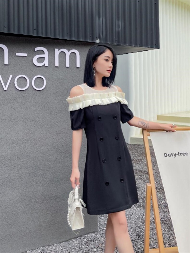 法式高级感镂空露肩甜美泡泡连衣裙，女装连衣裙，天使公主