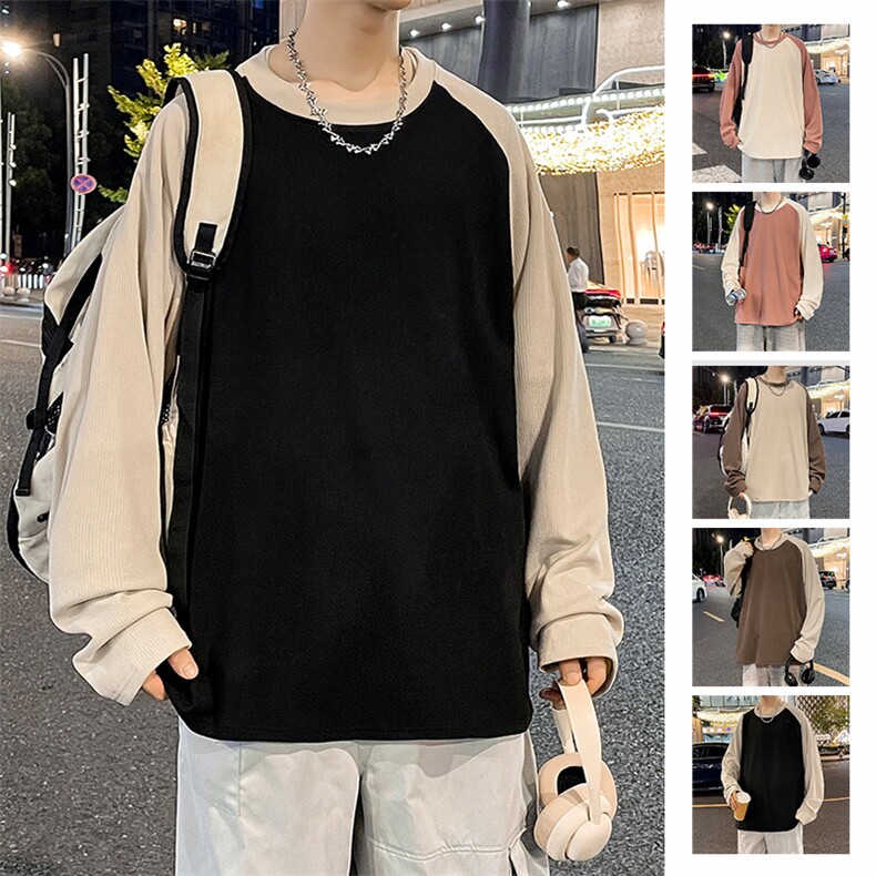 美式圆领卫衣男春秋季潮流宽松撞色插肩长袖外套WY0321-P35,男装卫衣,星座308B-2
