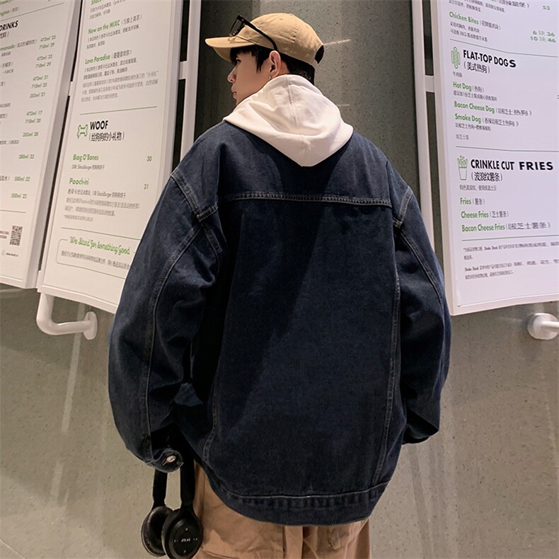 秋冬新款纯色宽松休闲男女同款潮流牛仔外套JK56P70,男装工装外套,电商D325