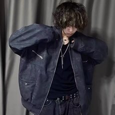 秋冬小众高级感美式街头复古拉链口袋麂皮夹克男女同款外套潮，男装夹克，星座410-7