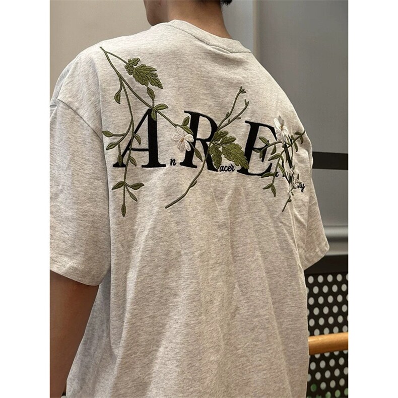 万针全刺绣工艺抖音得物高品质260克重磅纯棉双纱美式高街短袖T恤,男装T恤,电商A486