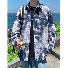 水墨复古满印花长袖衬衫男女港味宽松百搭碎花衬衣C2040，男装衬衫，星座1116A（原606A-3）