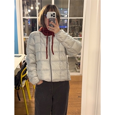 高品户外90白鸭绒外套男女保暖立领格纹衔缝羽绒服A1138-P158，男装羽绒服，星座1505