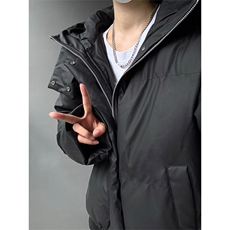 现货5W件冬季三防重磅boxy短款羽绒连帽PU皮棉衣外套防风加厚棉服，男装棉衣，电商A486-1