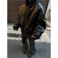 现货春季皮衣男高级感假两件连帽外套宽松工装皮夹克LB10122-p95，男装夹克，星座1008