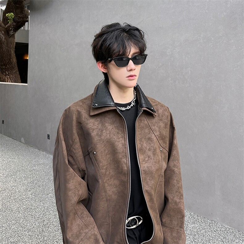 美式飞行复古皮衣港风男宽松百搭潮牌夹克xz405-JK6806-P105控138,男装皮衣,星座405
