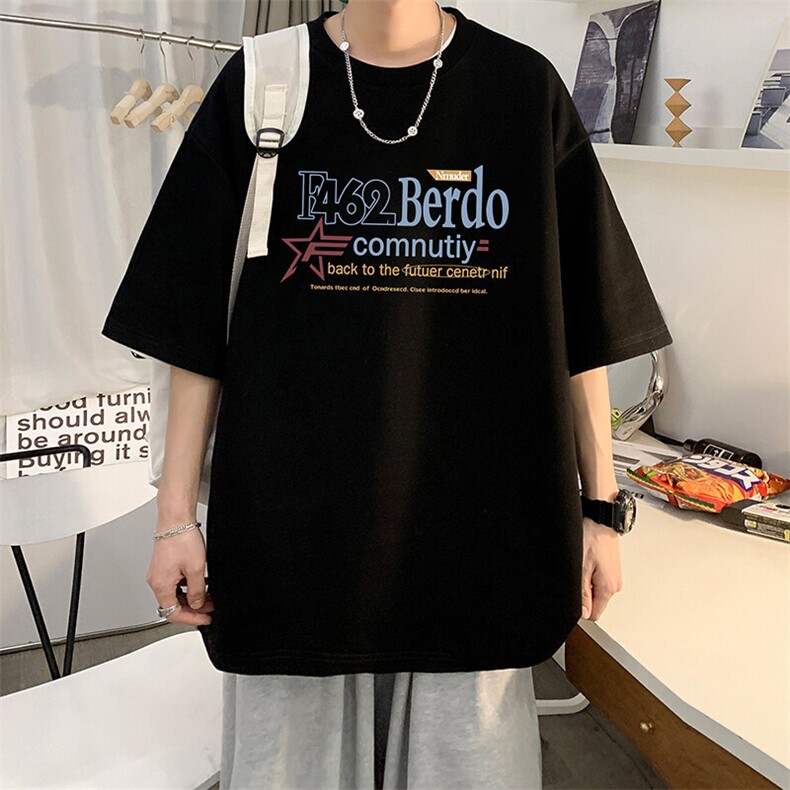 抖音得物二开现货220克夏装重磅美式高街宽松短袖t恤MT180,男装T恤,电商A486-1