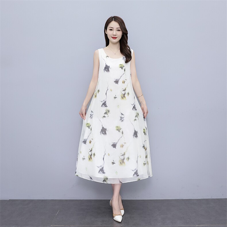 背心连衣裙女2025夏季新款防晒衣雪纺披肩开衫外搭裙子,女装连衣裙,秀美人生