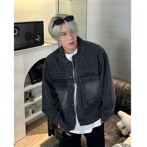 JK01-P88-控128 潮牌宽松牛仔外套男23新款日系复古工装夹克图片