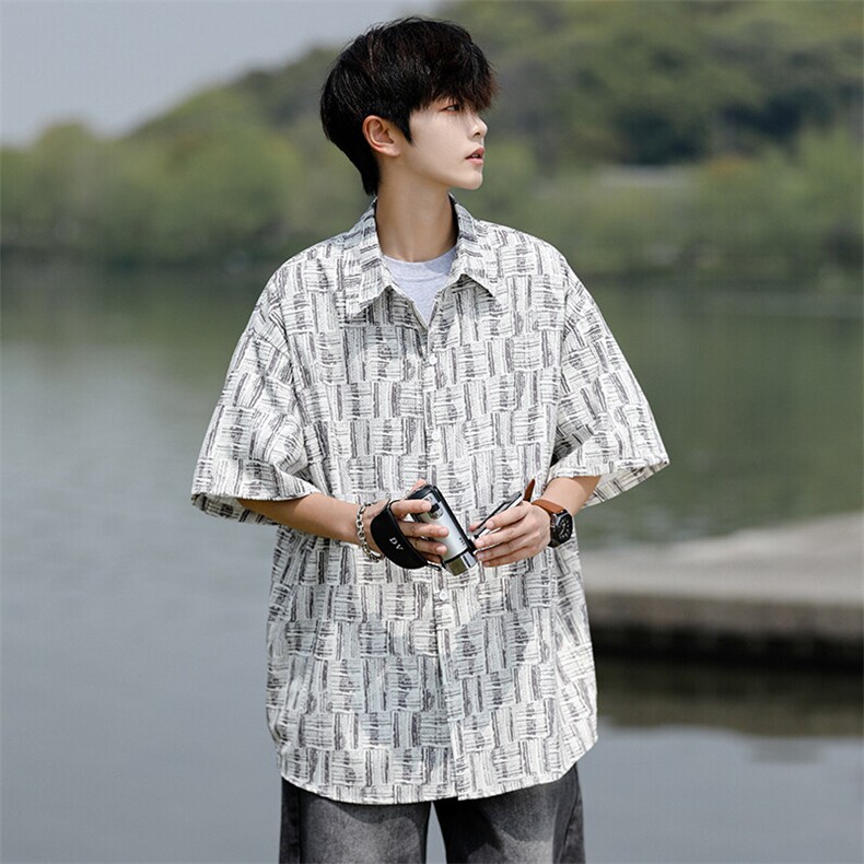 8XL-M花衬衫男款短袖夏季冰丝薄款花衬衣大码寸衫外套DC28013P38,男装T恤,电商B312
