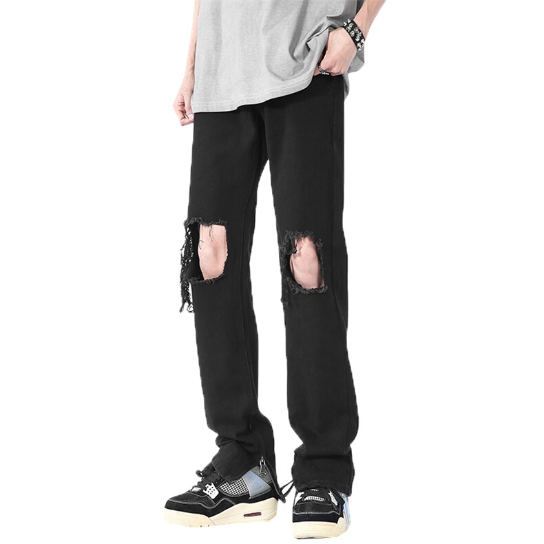 美式高街潮流破洞直筒牛仔裤宽松休闲裤A161-S2323-P50,男装休闲裤,电商A161