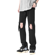 美式高街潮流破洞直筒牛仔裤宽松休闲裤A161-S2323-P50，男装休闲裤，电商A161