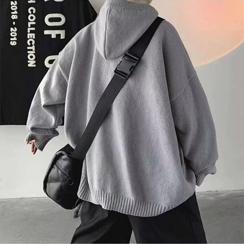慵懒风纽扣连帽毛衣男2025秋冬美式设计感痞帅ins潮流线衣,男装针织衫/毛衣,星座218-8