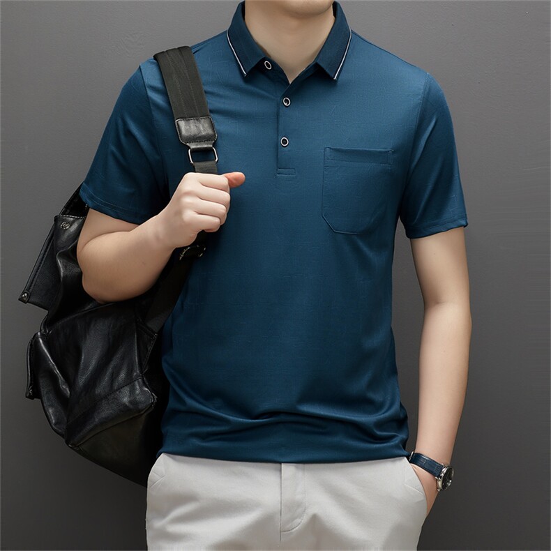 男装时尚休闲男装商务polo衫短袖方领2024年夏季衬衫WK5851-P57图片