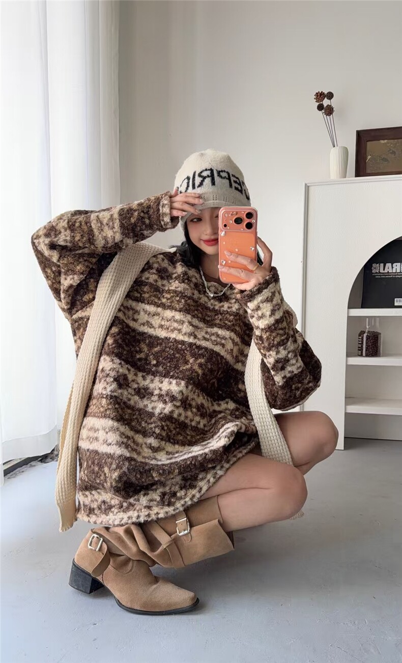 2025年秋季宽松套头时尚百搭简约韩代加厚羊卷毛卫衣，女装卫衣/绒衫，湘姗