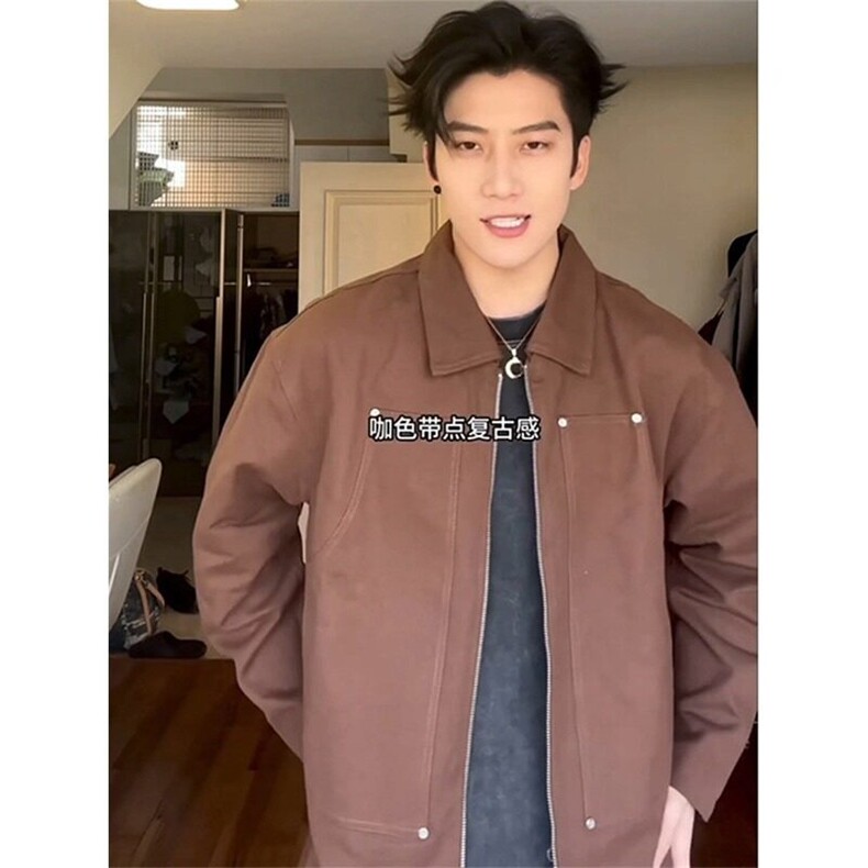Q23/P62 美式复古翻领夹克外套男士1图片