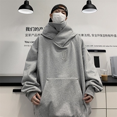 社恐i人忍者高领卫衣男女连帽冬美式加绒加厚外套WG108-P48绒55，男装卫衣，星座1008