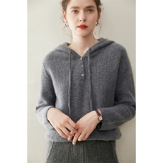 2025年秋季新款百搭女士抽绳连帽衫，女装羊绒衫，纳丰羊绒