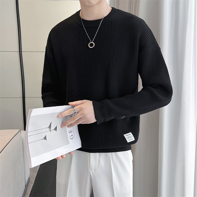 B353MY909P80黑色2025秋冬男士常规版型潮版针织衫套头毛体男，男装针织衫/毛衣，电商B353