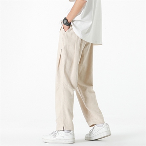 8XL-M 亚麻裤男休闲束脚裤潮薄款宽松男生九分锥形哈伦裤K920P58图片