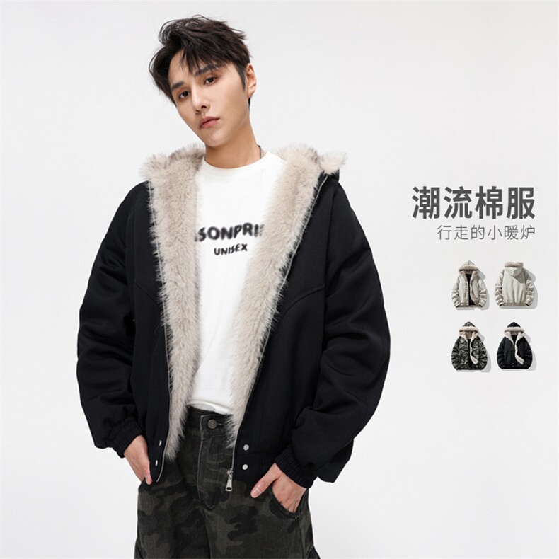 美式座山雕毛领羽绒棉服男款冬季情侣棉衣加厚连帽外套MY2519-P98,男装棉衣,星座610（原A335）