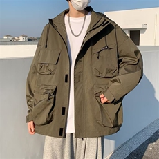 日系新款潮牌工装夹克春秋宽松潮流连帽冲锋衣休闲外套上衣，男装夹克，星座716-4