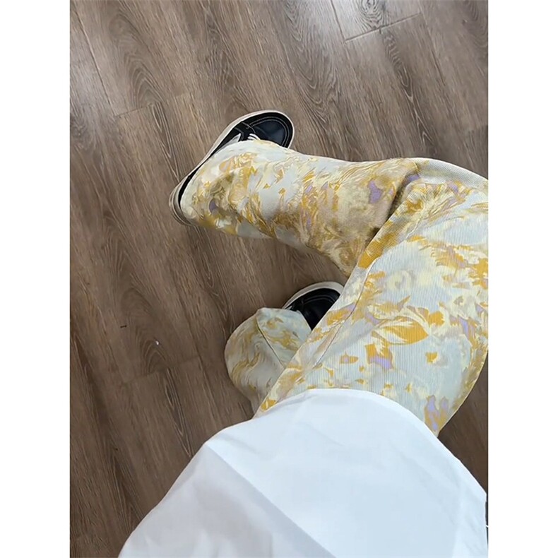提花满印微喇牛仔裤男美式高街窄版修身显瘦直筒阔腿裤子K87,男装牛仔裤,星座516A