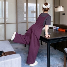 紫色韩系休闲背带裤女春季2025新款高级感洋气减龄小个子连体裤潮，女装休闲裤，2C158