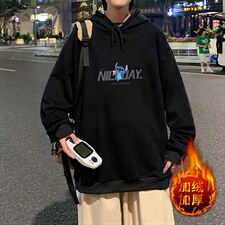 WY2173-P35 加绒款-P40 纯棉连帽卫衣男大码运动帽衫宽松薄外套男图片