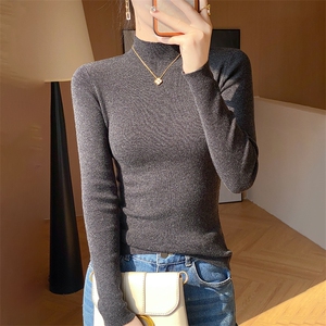 半高领毛衣女慵懒秋冬修身针织新款长袖内搭套头打底衫图片