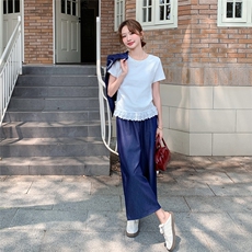 时尚复古刺绣绣花马甲套装女夏季2025年新款短袖T恤阔腿裤三件套，女装套装/套裙，2C177