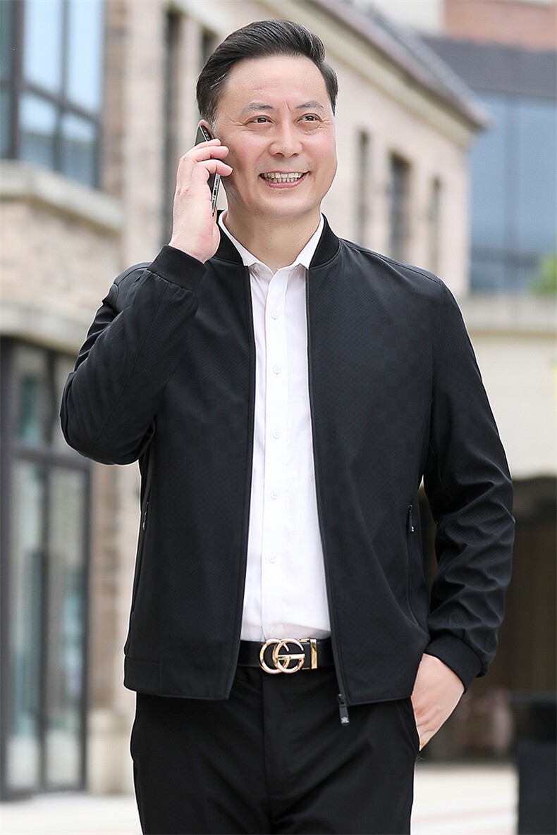 B-N9953男士2023年秋季新款长袖中老年休闲拉链夹克棒球领潮流P63,男装夹克,电商B360