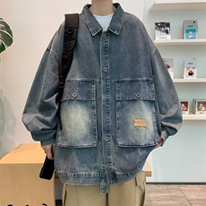 复古做旧牛仔夹克男女潮牌街头宽松休闲百搭情侣外套JK03302-P65，男装夹克，星座308B-1
