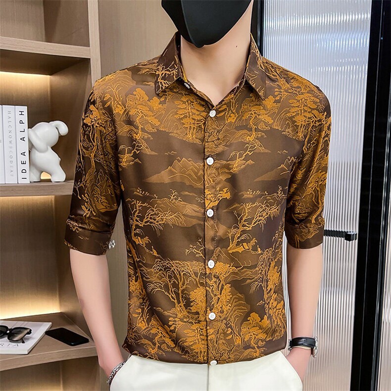 507A-CS535-P482025夏装时尚男士七分袖衬衫风衬衣,男装衬衫,星座507A（原星座306B-2）