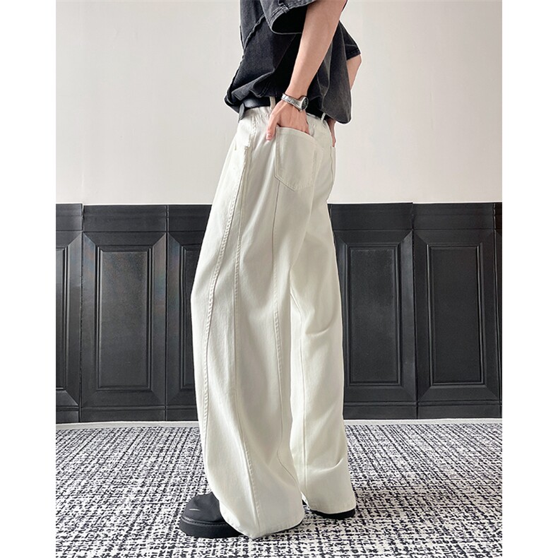 阔腿牛仔裤男款美式潮牌简约宽松显瘦直筒长裤子N115-P45，男装牛仔裤，星座308B-2