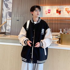 春秋麂皮绒棒球服外套男美式复古潮流冲锋衣情侣装夹克618A-WY30，男装夹克，星座914-4