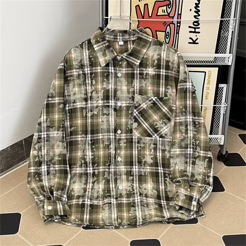 情侣装秋季2026新款长袖格子衬衫复古休闲小众高级感外套6037/P55，男装衬衫，星座506B