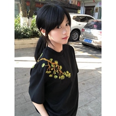 万针全刺绣工艺高品质260克双纱纯棉美式高街宽松短袖T恤特P33，男装T恤，电商A486