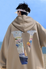 秋季宽松大码港风油画v印花连帽卫衣LW116-特p35（抖音不可售），男装卫衣，星座508（原C305）