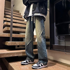 直筒牛仔裤男款新款薄款美式潮牌宽松工装休闲裤长裤AMT915P43，男装牛仔裤，星座1013-5