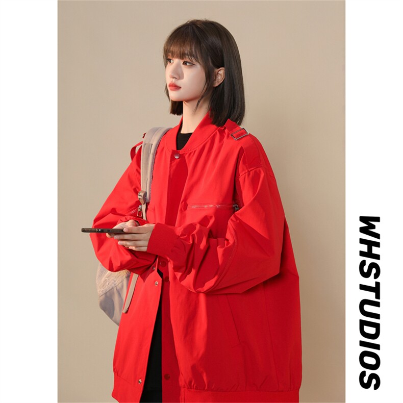 JK8115/P75秋装中性风棒球服防水外套男女美式潮牌宽松飞行员夹克，女装风衣，电商A141